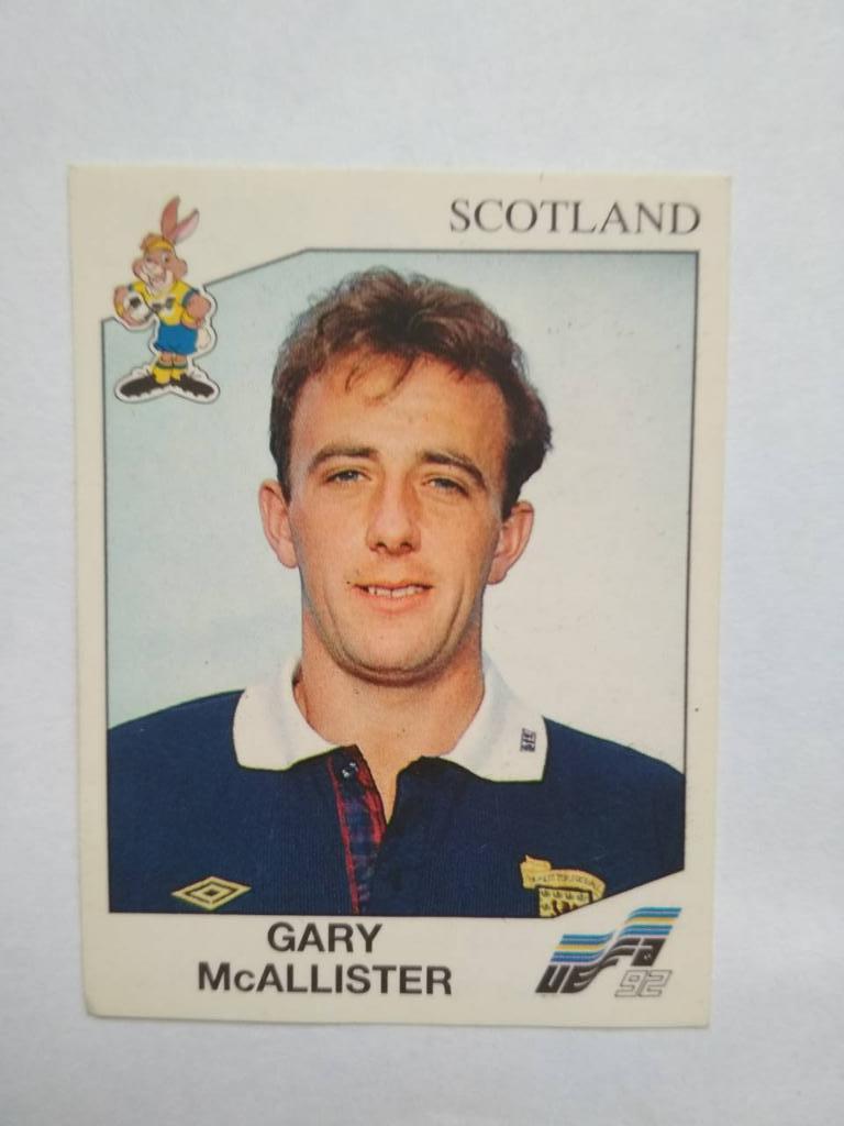 Наклейка ЧЕ - 1992 год PANINI - GARY McALLISTER Шотландия № 154