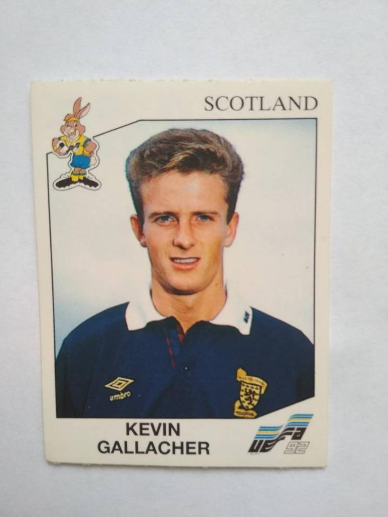 Наклейка ЧЕ - 1992 год PANINI - KEVIN GALLACHER Шотландия № 159