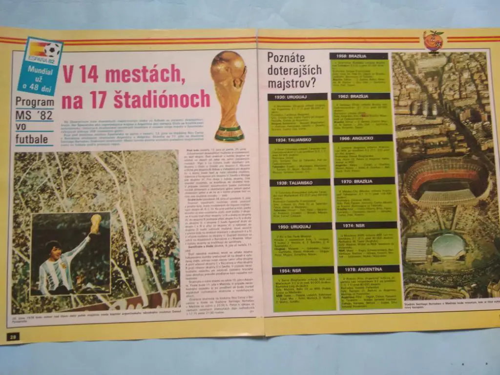Из журнала Старт 1982 год материал о чм по футболу Испания 82 - история чм