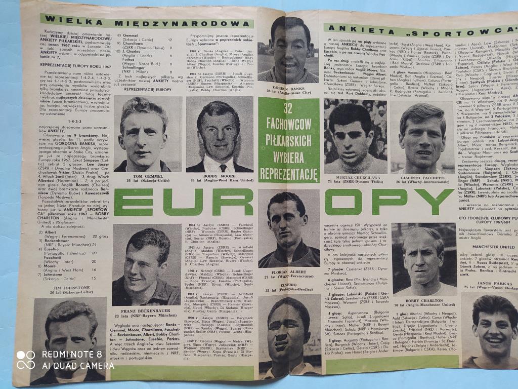 Разворот журнала Спортовец Польша итоги футбольного сезона 1967 год