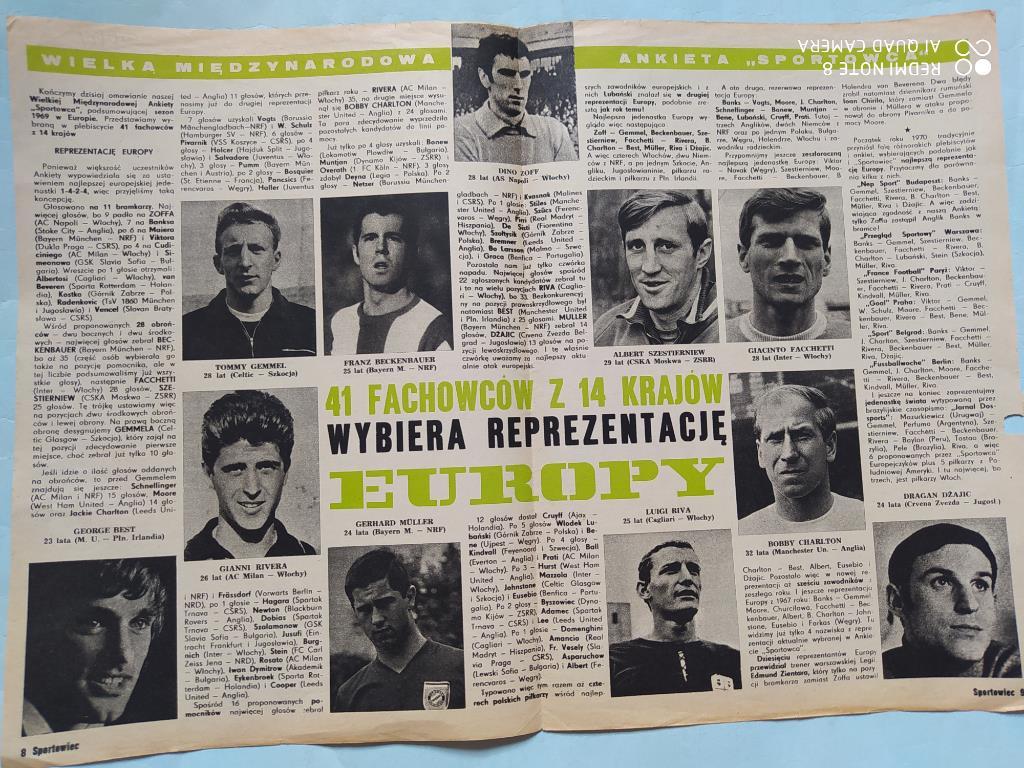 Разворот журнала Спортовец Польша итоги футбольного сезона 1969 год