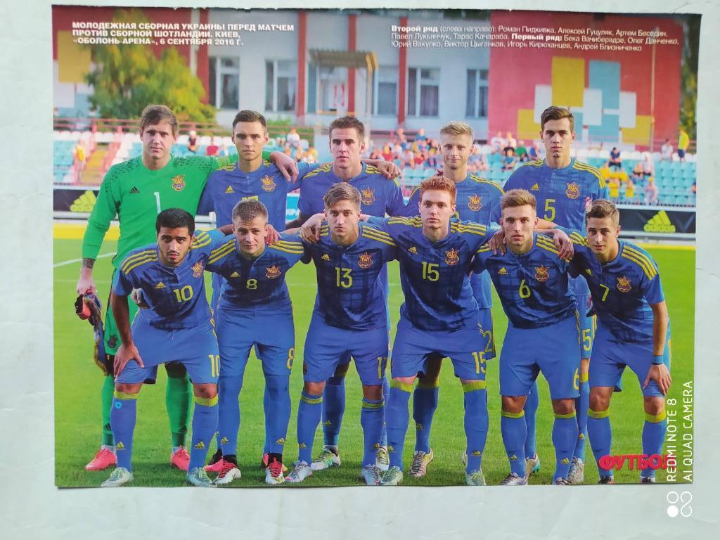 Постер из журнала Футбол Украина футбольная сборная Украины молодежная 2016 год