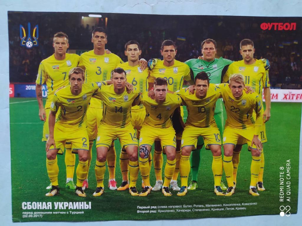 Постер из журнала Футбол Украина футбольная сборная Украины 2017 год с Турцией