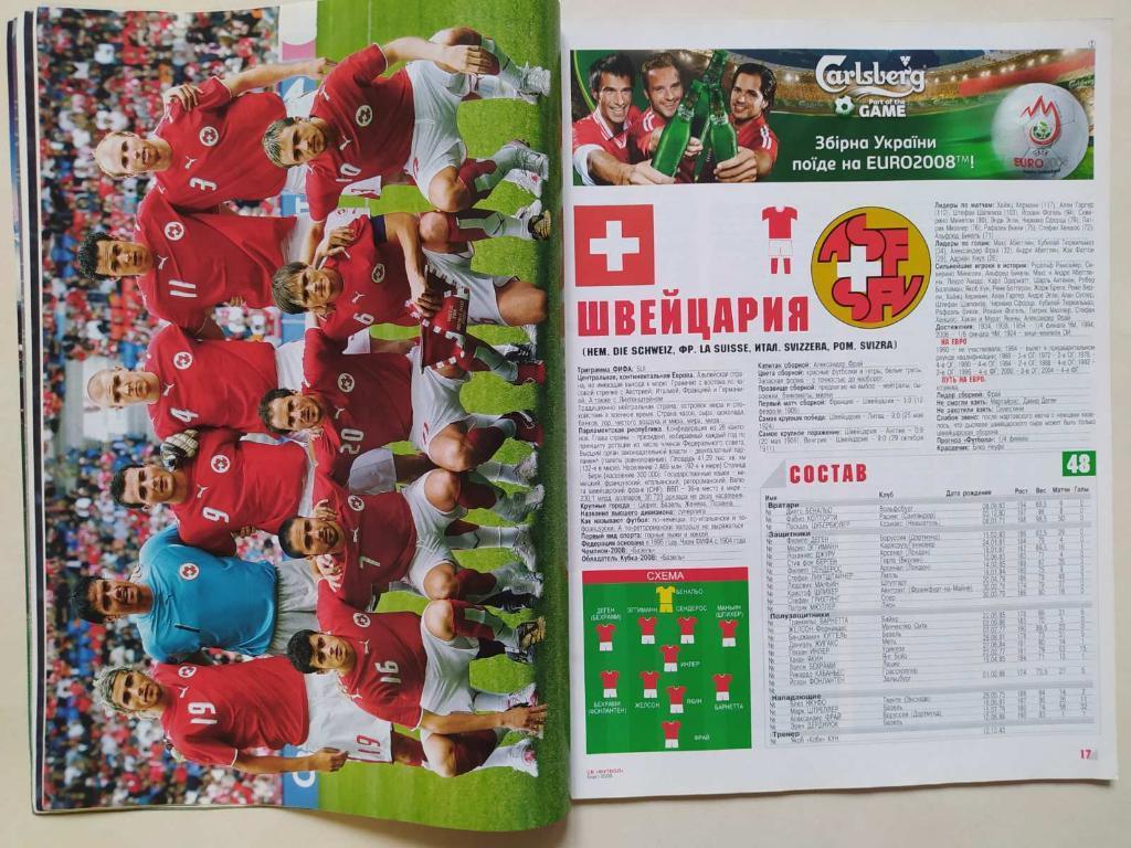 Из журнала Футбол Украина участник ЧЕ 2008 г. - футбольная сборная Швейцария
