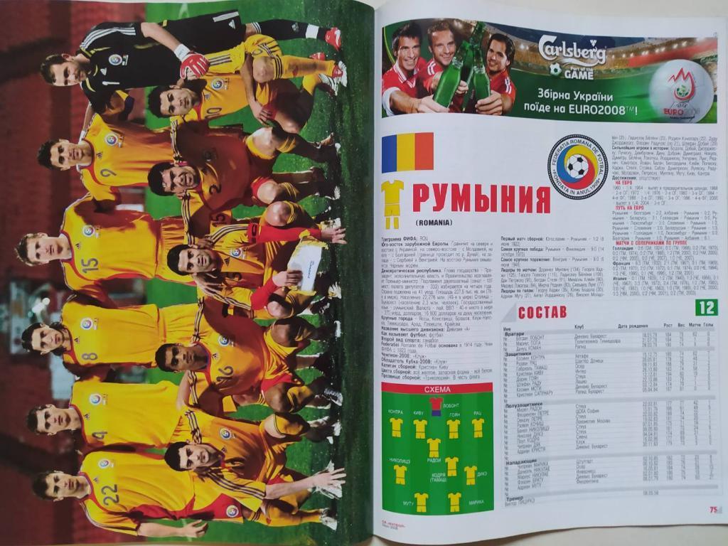 Из журнала Футбол Украина участник ЧЕ 2008 г. - футбольная сборная Румыния