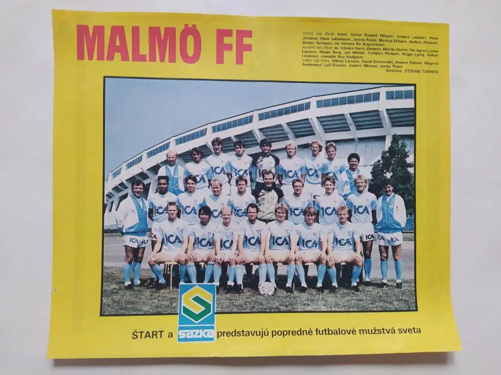 Из журнала Старт Чехия 1990 - футбольный клуб Мальме Швеция