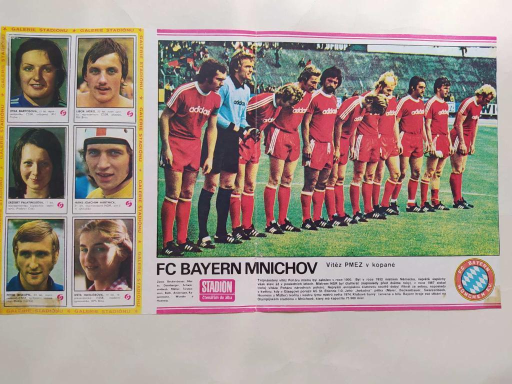 Из журнала Стадион Чехословакия 70-е г. - футбольный клуб Бавария Мюнхен разворо