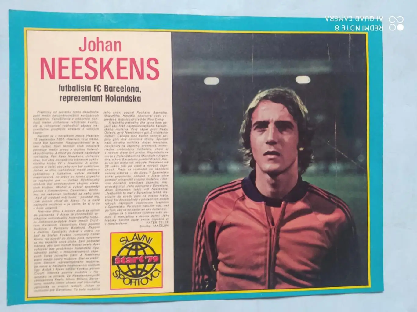 Футбольные звезды из журнала Старт ЧССР - Йохан Нескенс