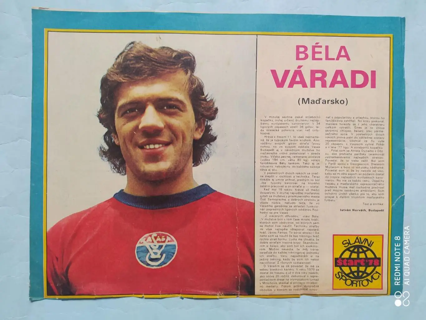 Футбольные звезды из журнала Старт ЧССР - Бела Варади подклеян