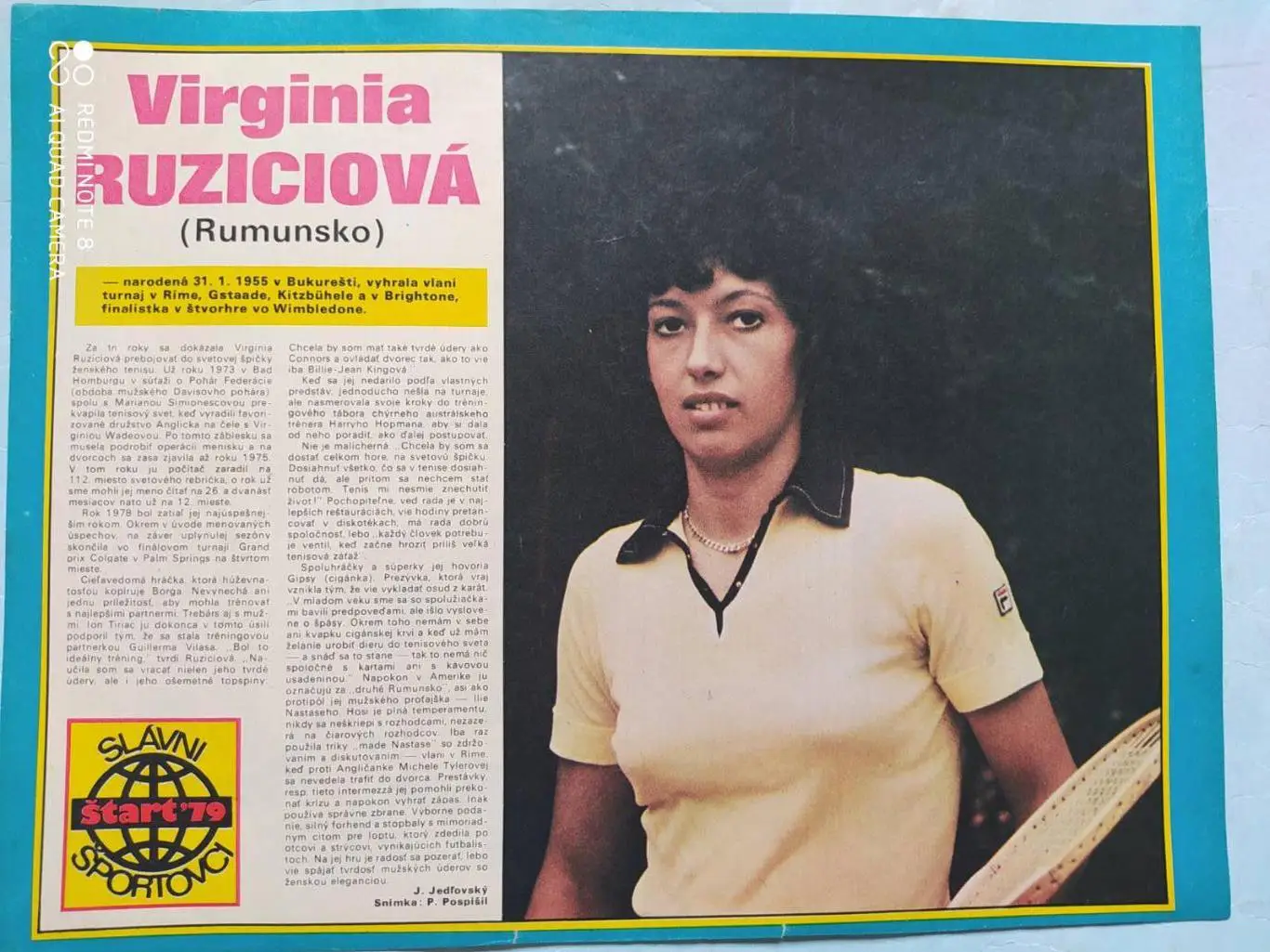Звезды спорта из журнала Старт Чехия - теннисистка Вирджиния Рузичи Румыния