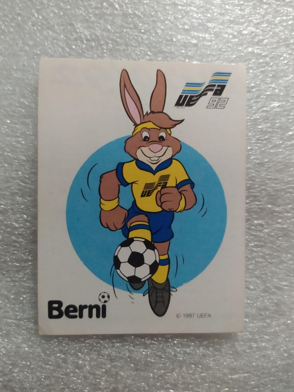 Наклейка ЧЕ - 1992 год PANINI -Berni Mascots № 254