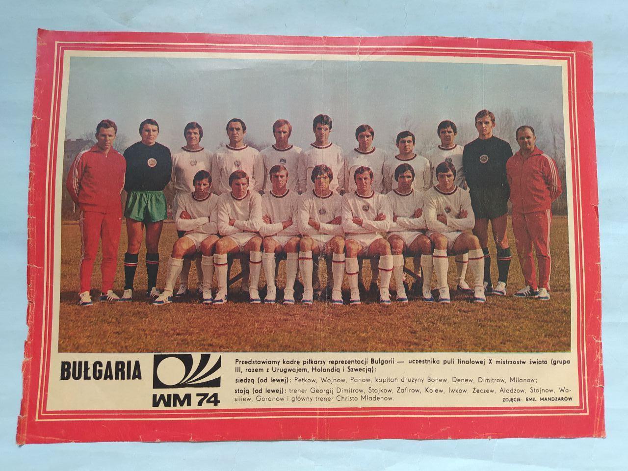 Из журнала Панорама Польша футбольная сборная Болгарии участник чм 1974 г.