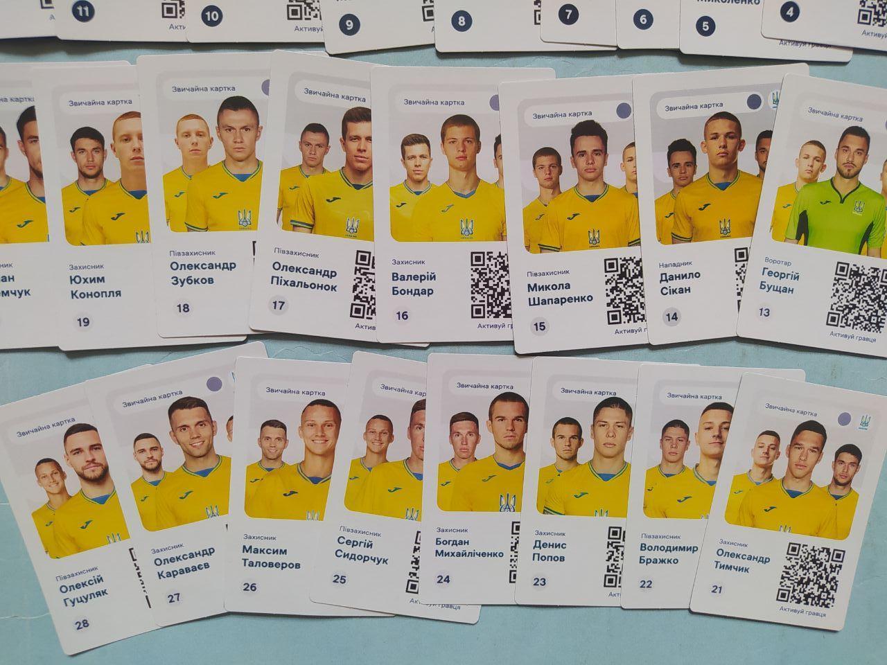 Комплект карточек 28 штук - игроки сборной Украины по футболу 2024 год 2