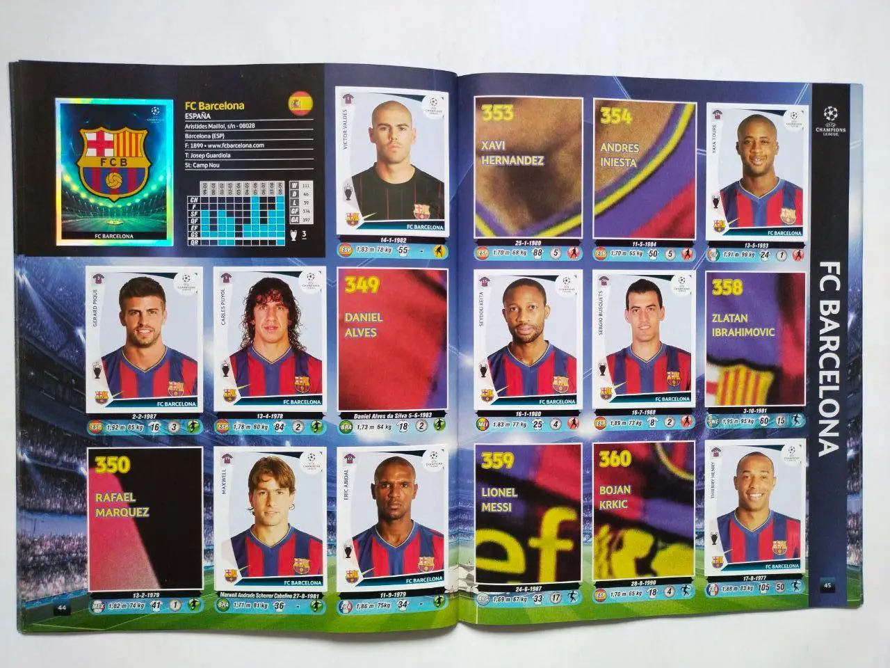 PANINI Лига Чемпионов УЕФА 2009-2010 официальный альбом для наклеек 6
