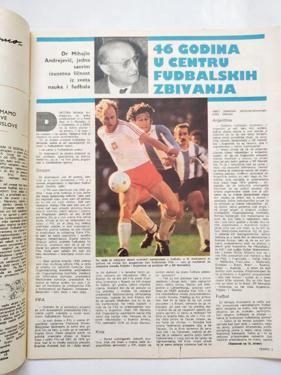 Спортивный журнал Темпо tempo Белград Югославия № 640 за 1978 год 1