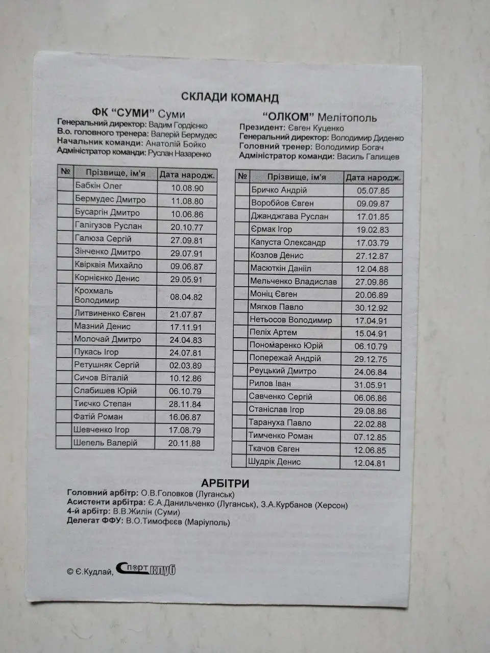 Чемпионат Украины по футболу 2 лига Сумы - Олком Мелитополь 29.08.2009 г. 1