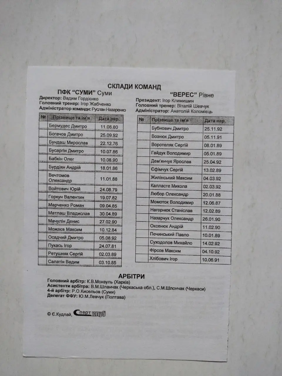 Чемпионат Украины по футболу 2 лига Сумы - Верес Ровно 01.08.2010 г. 1