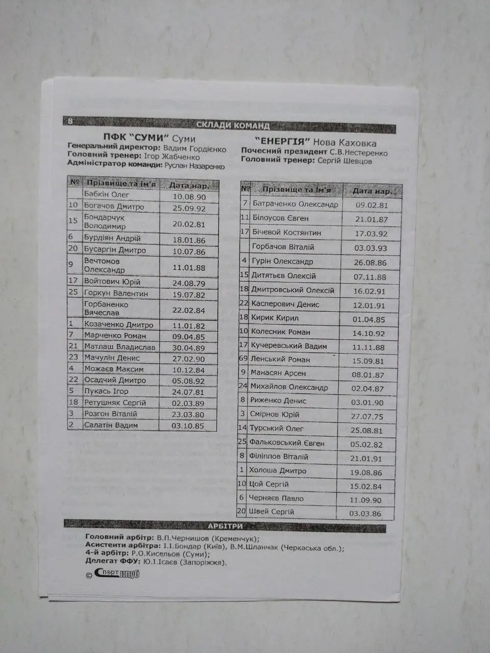 Чемпионат Украины по футболу 2 лига Сумы - Энергия Новая Каховка 25.09.2010 г. 1