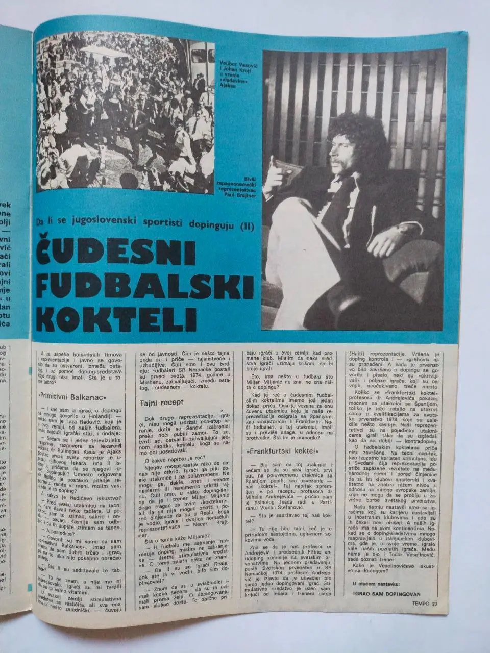 Спортивный журнал Темпо tempo Белград Югославия № 647 за 1978 год 2