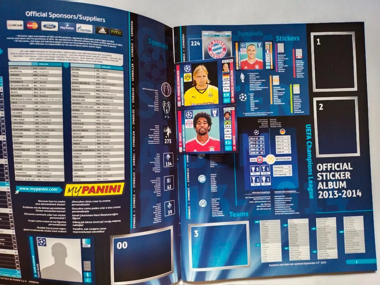 Официальный альбом для наклеек фирмы PANINI Лига чемпионов 2013-14 г 1