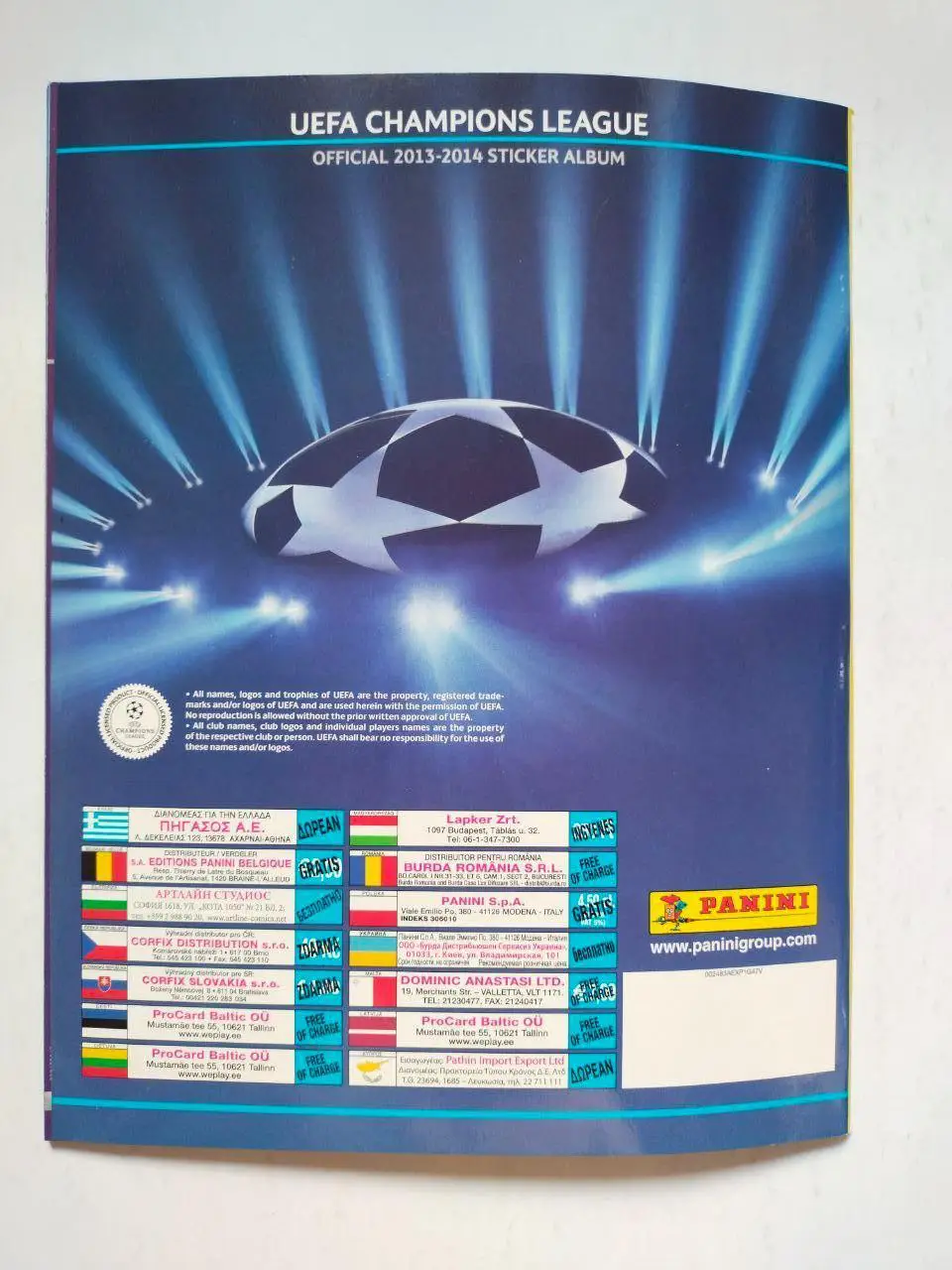 Официальный альбом для наклеек фирмы PANINI Лига чемпионов 2013-14 г 7