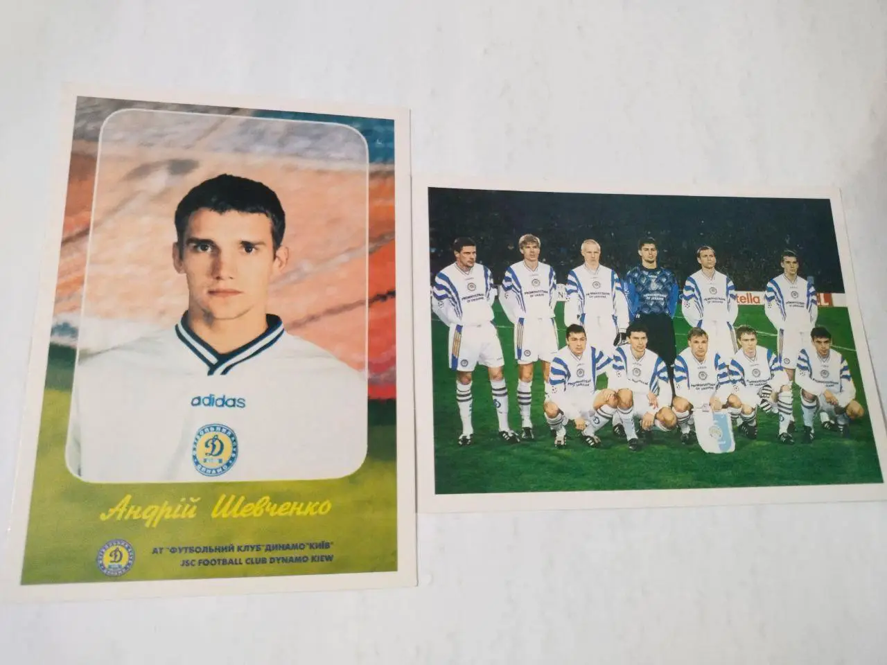 Футбольный клуб Динамо Киев,Андрей Шевченко 1998 г. две открытки вместе