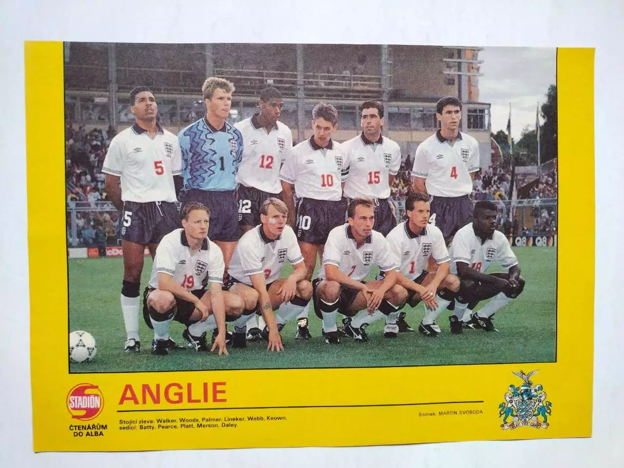 Из журнала Стадион Чехия участник ЧЕ по футболу 1992 год сборная Англии