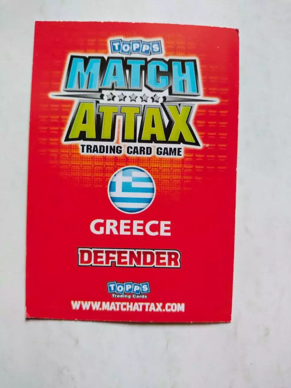 Карточка Topps Match Attax World Cup 2010 - Greece Sotirios Kyrgiakos 110 1