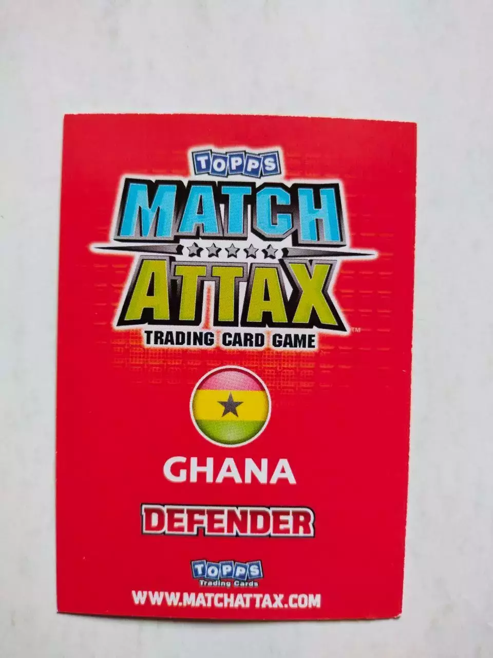 Карточка Topps Match Attax World Cup 2010 - Ghana Harrison Afful 104 1