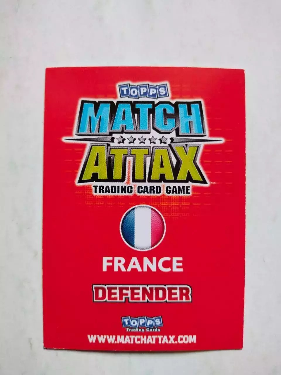 Карточка Topps Match Attax World Cup 2010 - France William Gallas 84 1