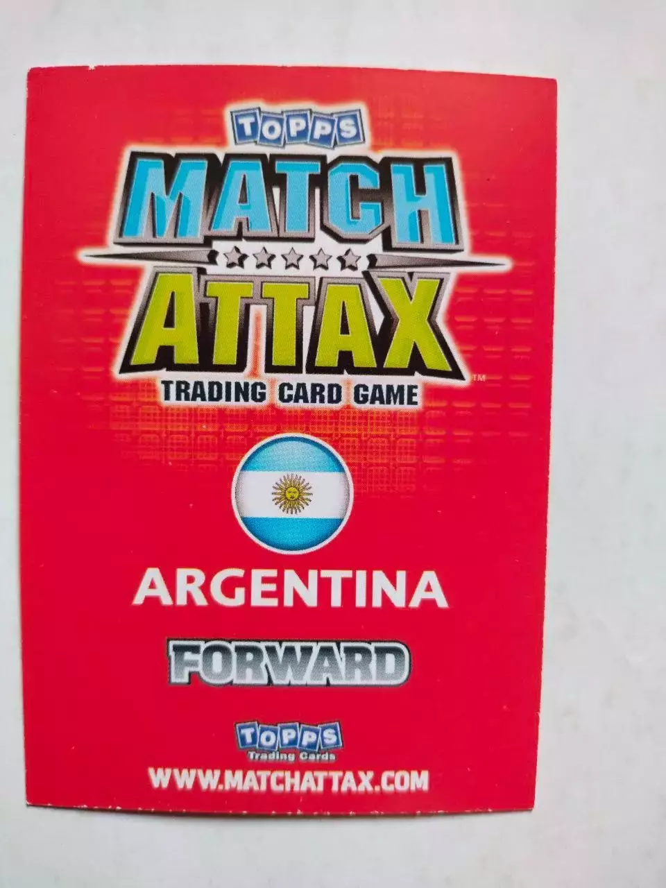 Карточка Topps Match Attax World Cup 2010 - Argentina Sergio Aguero 14 1