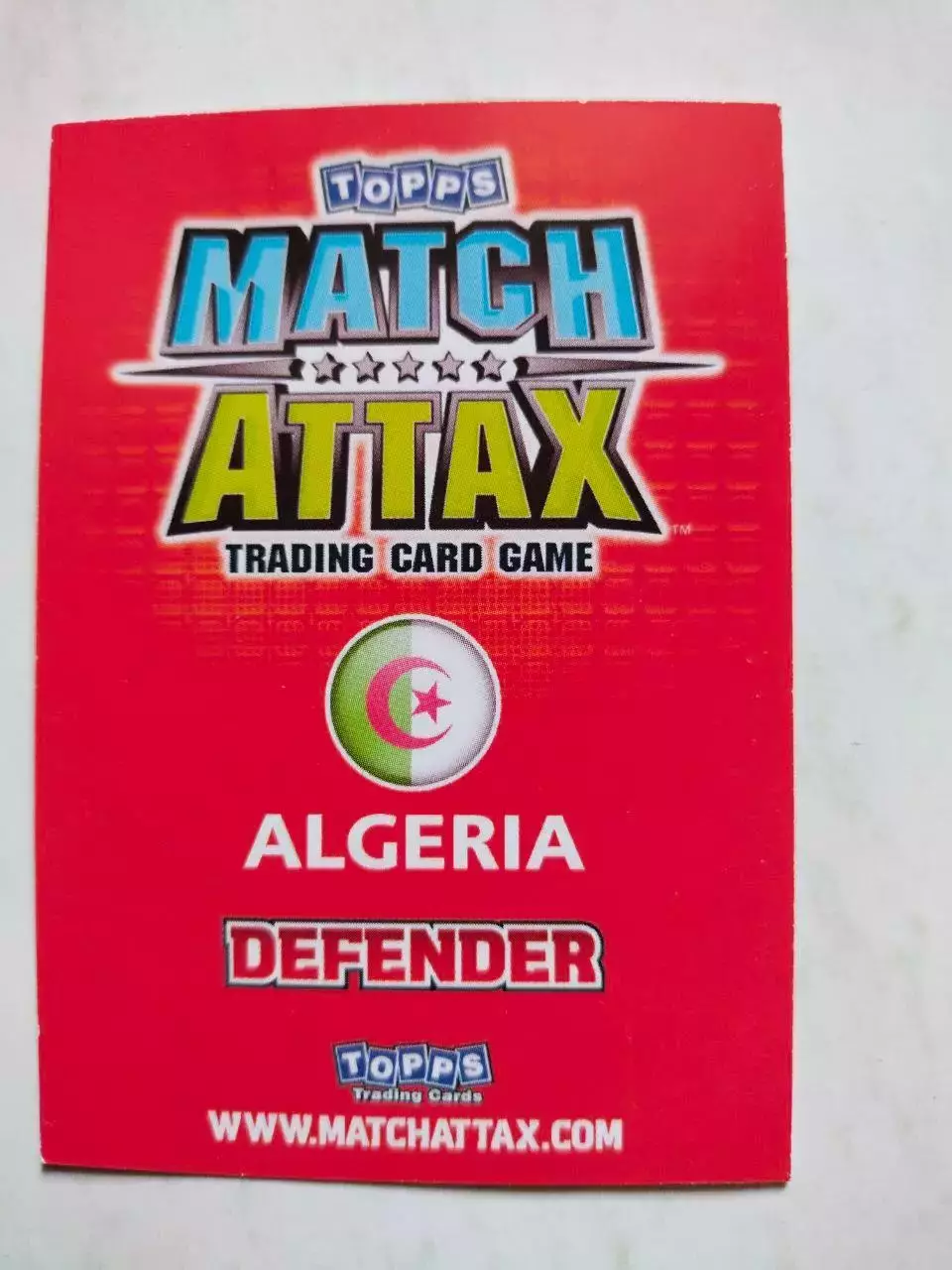 Карточка Topps Match Attax World Cup 2010 - Algeria Nadir Belhadj 1 1