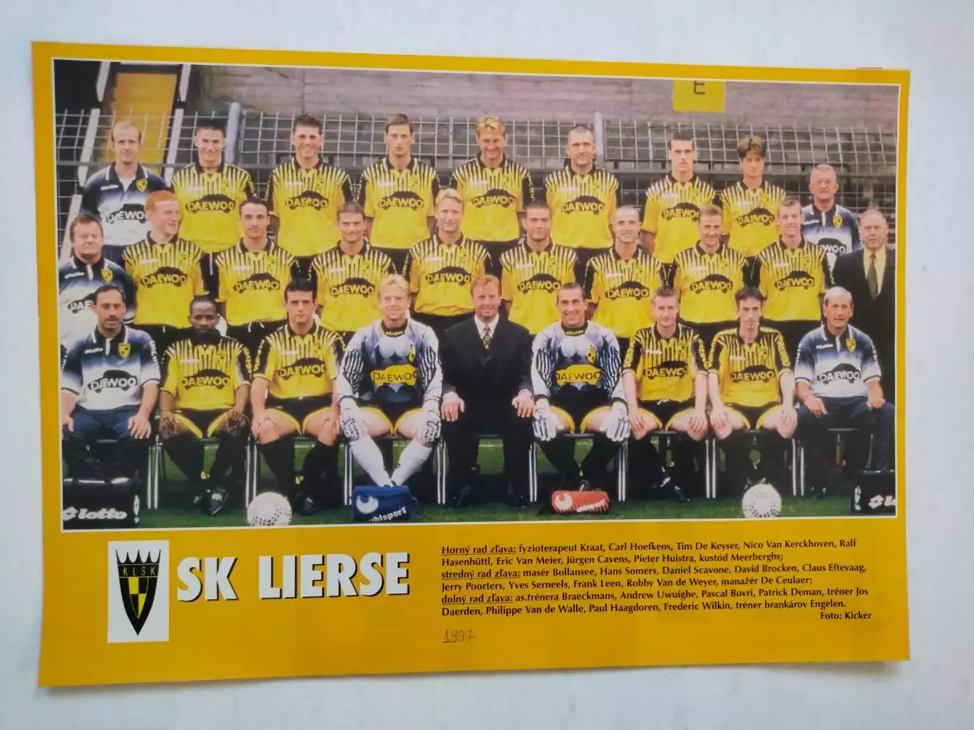 Из журнала Futbal футбольный клуб Льерс Бельгия 1997 г