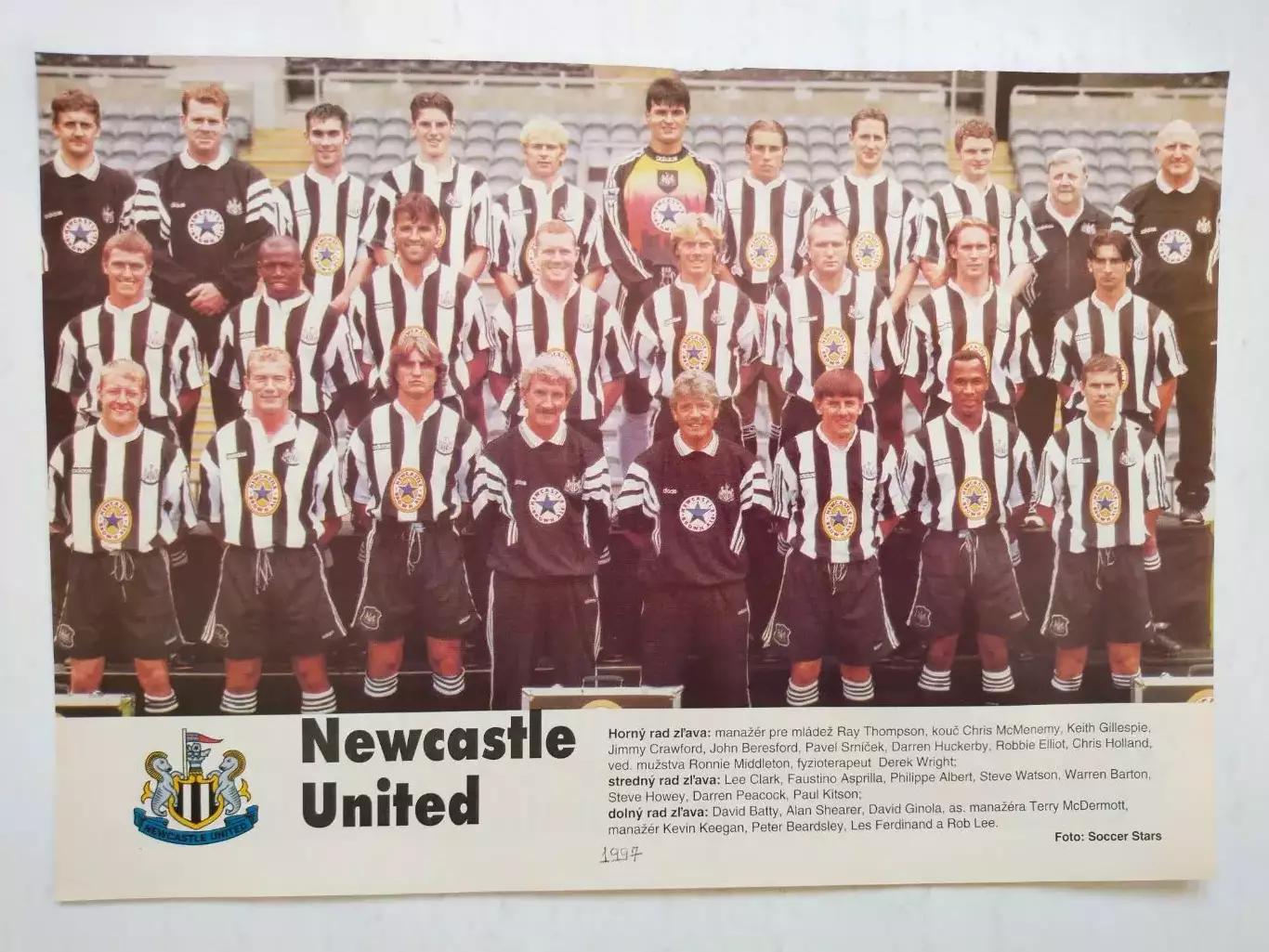 Из журнала Futbal футбольный клуб Ньюкасл Юнайтед Англия 1997 г