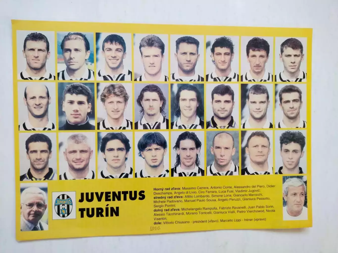 Из журнала Futbal футбольный клуб Ювентус Турин Италия 1996 г весь состав