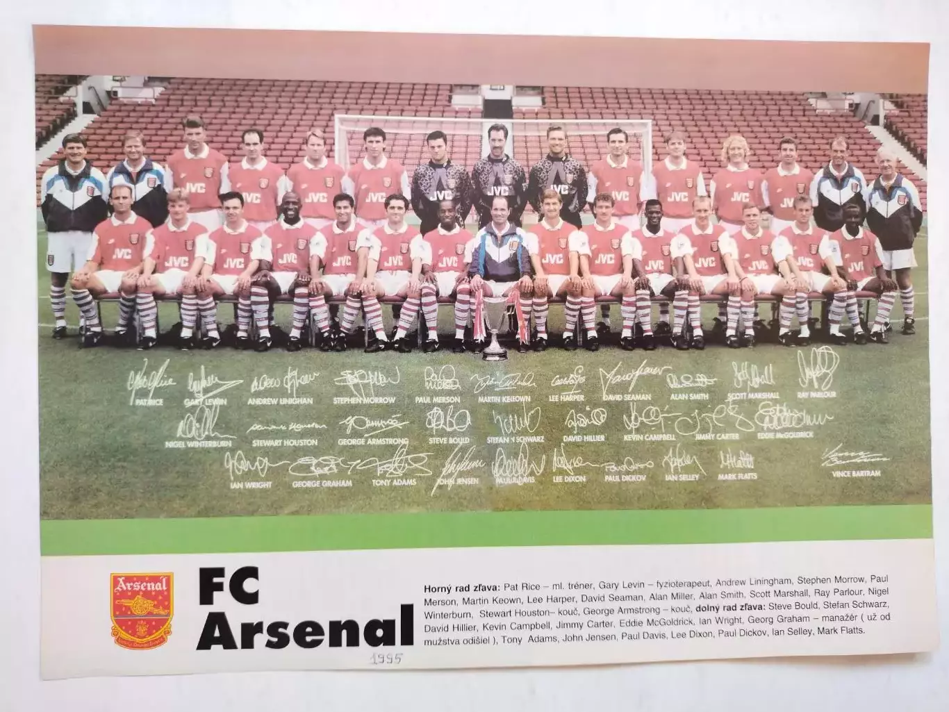 Из журнала Futbal футбольный клуб Арсенал Англия 1995 г