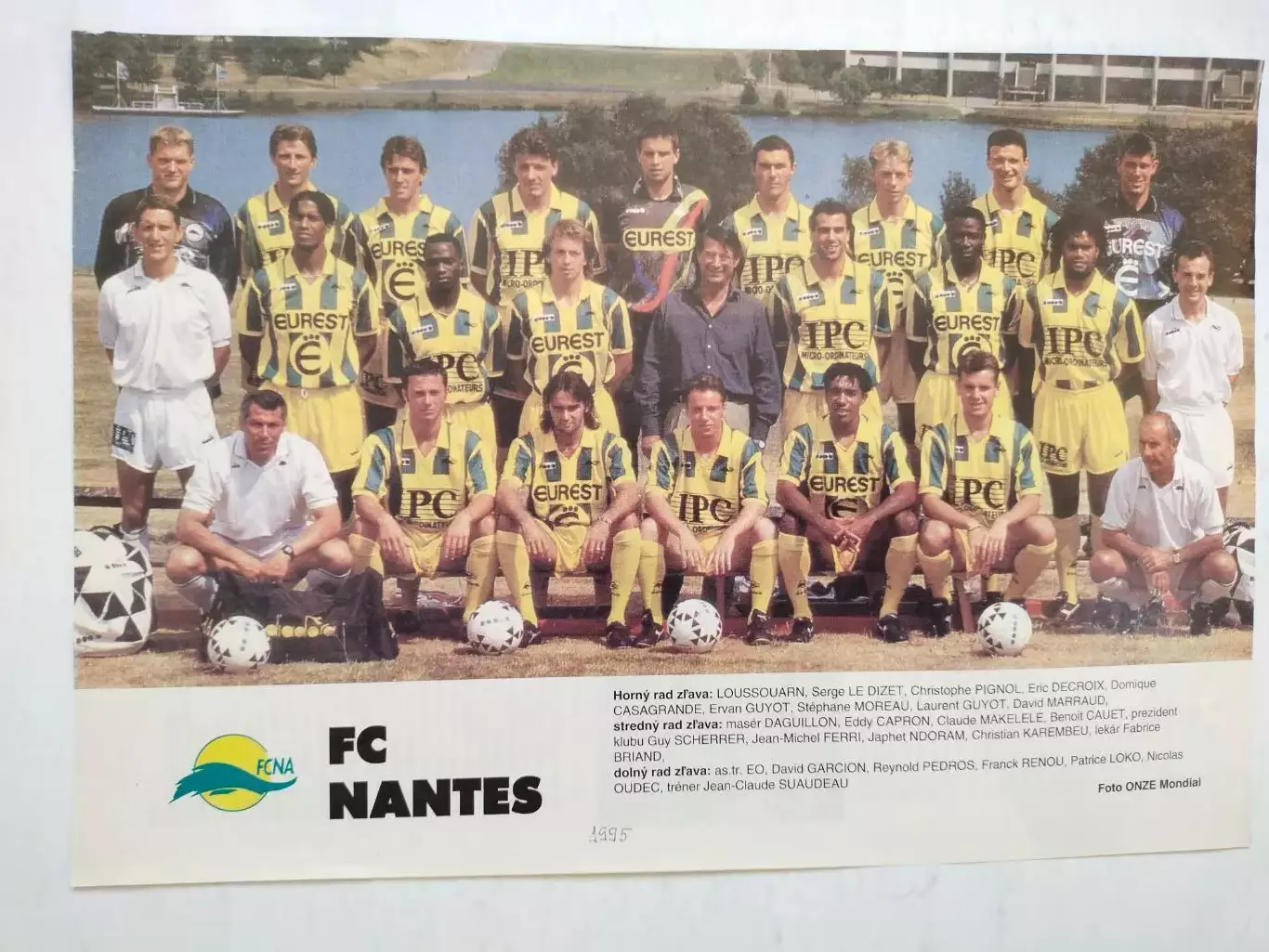 Из журнала Futbal футбольный клуб Нант Франция 1995 г
