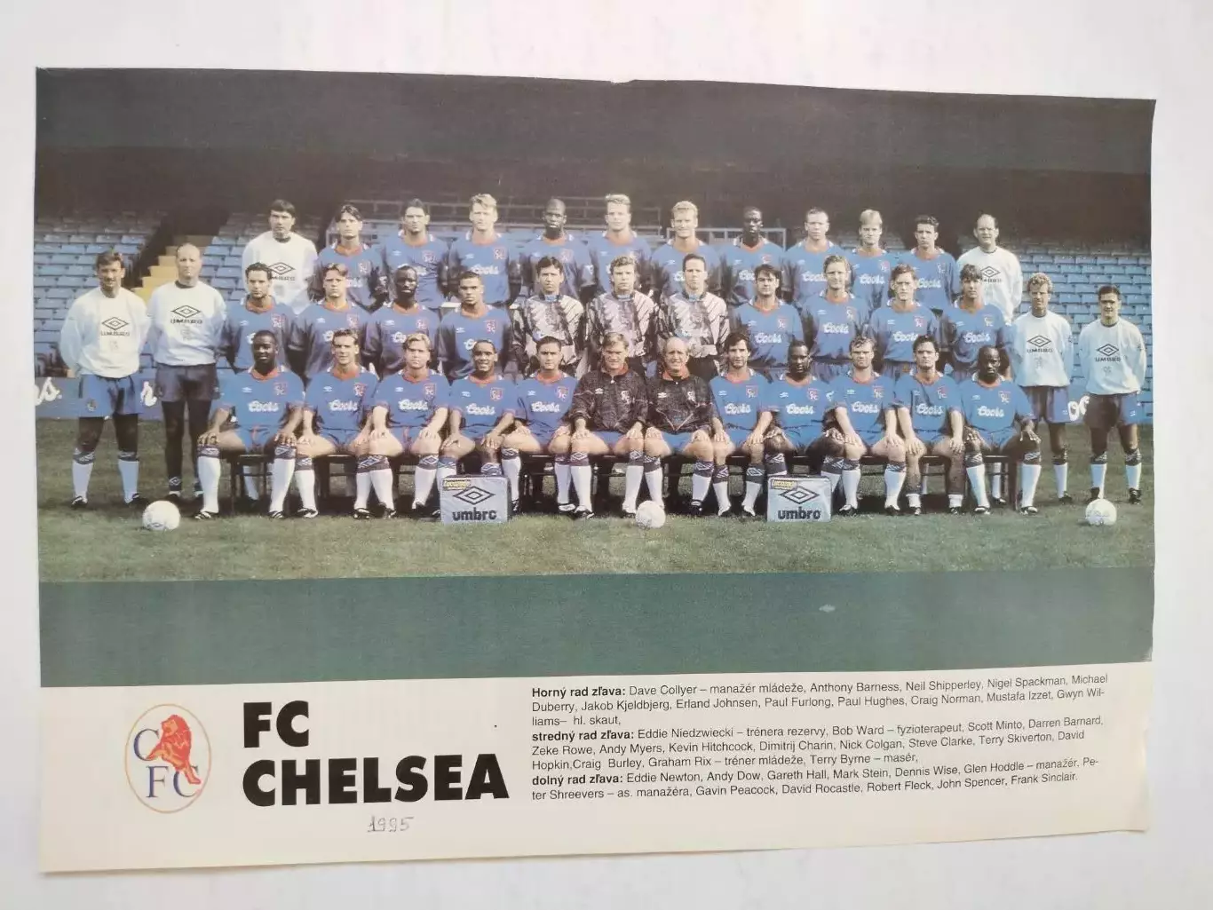 Из журнала Futbal футбольный клуб Челси Англия 1995 г