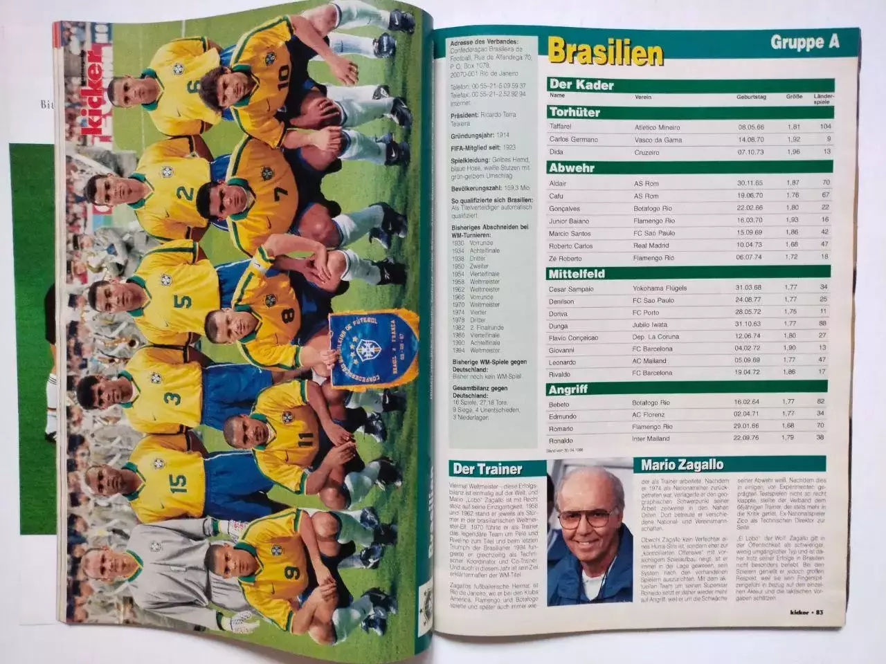 Журнал KICKER SONDERHEFT WM 1998 Чемпионат мира по футболу 1998 год 1