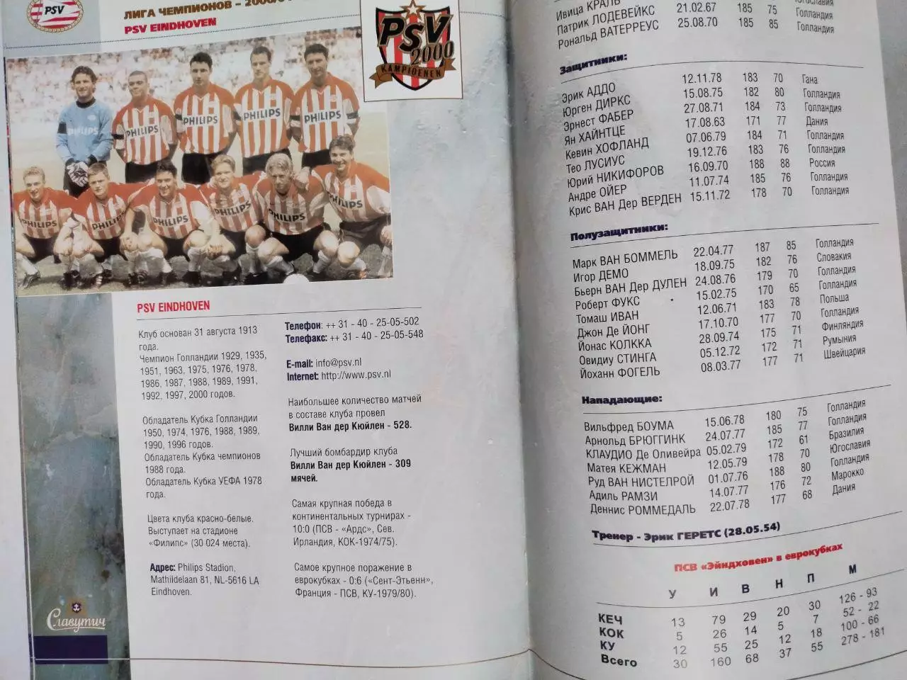 Групповая программа Динамо Киев Лига Чемпионов УЕФА 2000/2001 гг 3