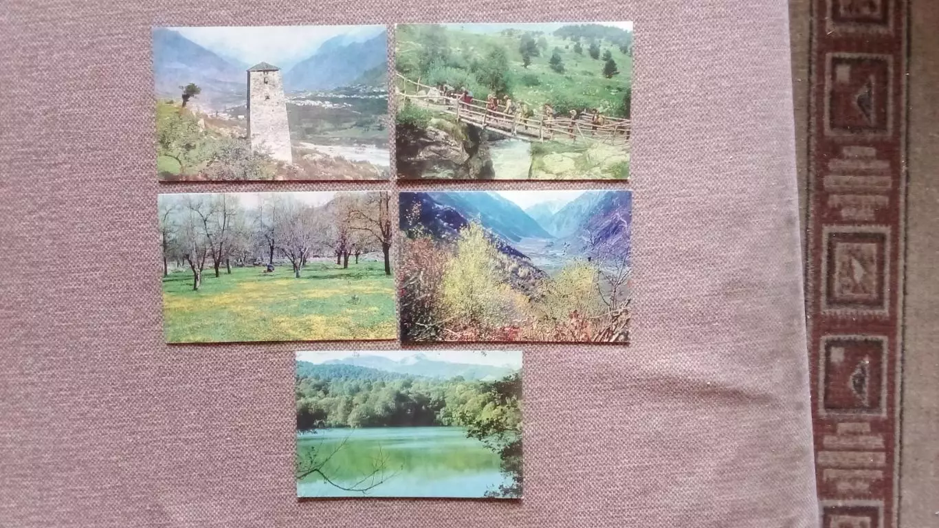 Памятные места СССР : Черекское ущелье 1985 г. полный набор - 17 открыток Кавказ 3