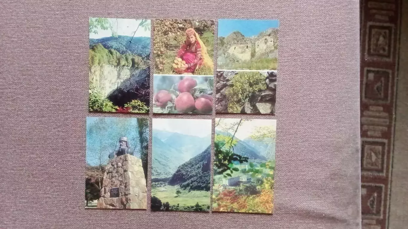 Памятные места СССР : Черекское ущелье 1985 г. полный набор - 17 открыток Кавказ 5
