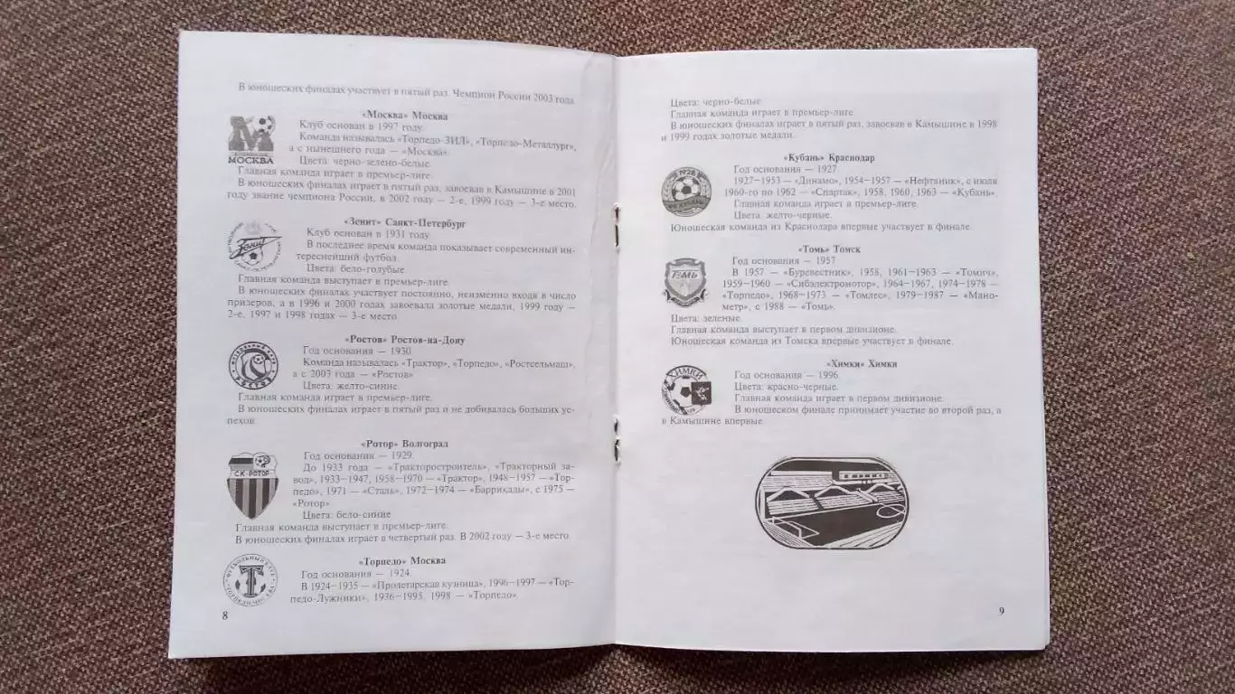 Футбол : X Первенство России 2004 г. Юноши 10 - 20 октября Камышин (буклет) 4