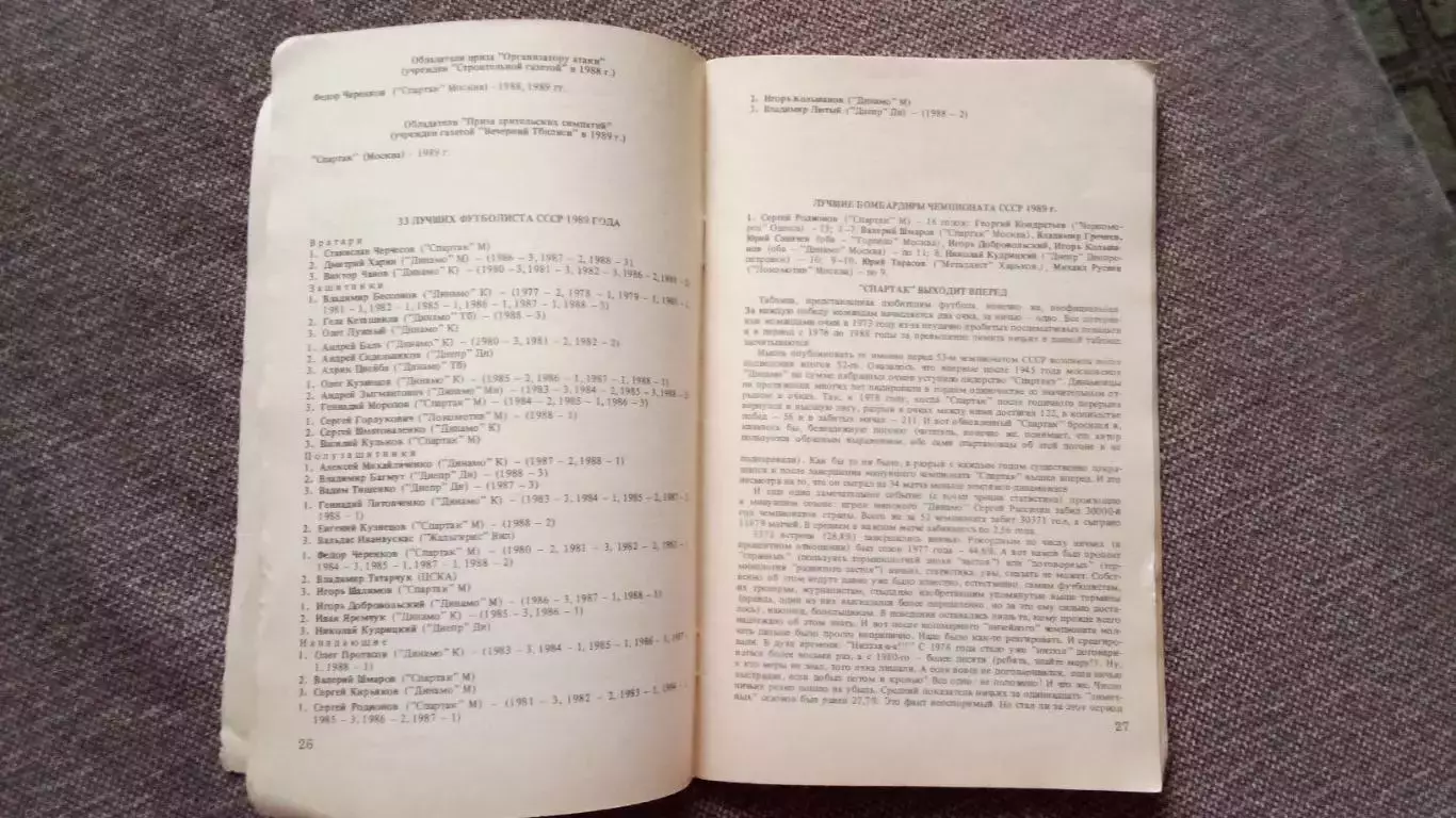 Календарь - справочник Футбол 1990 Спорт (Спартак , Станислав Черчесов) 5