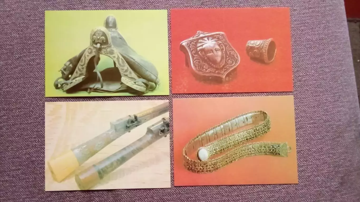 Серебро в фондовых собраниях музея КБА СССР 1988 г. полный набор - 15 открыток 2