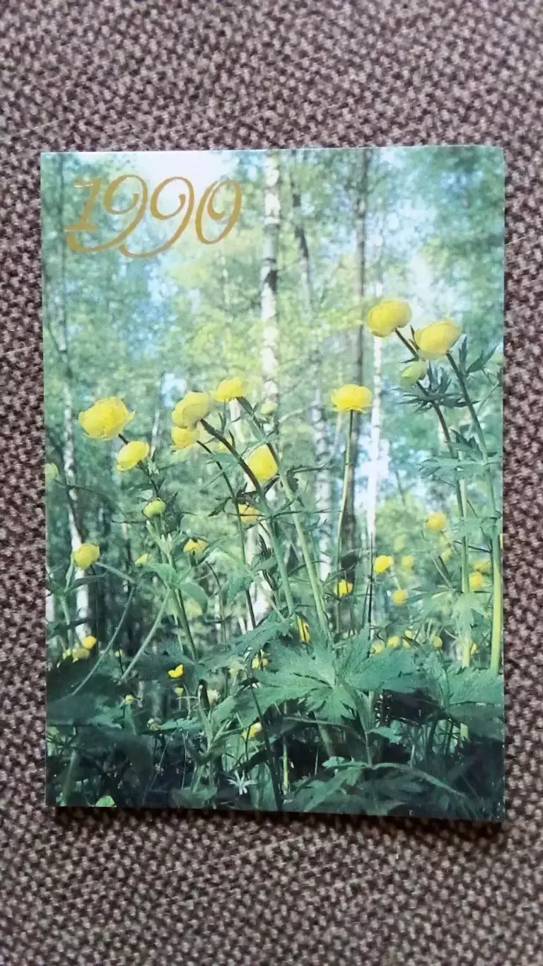 Карманный календарик : Розы 1990 г. Цветы Флора Растения