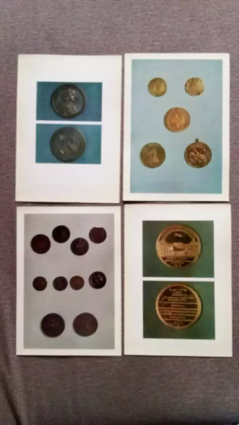 МЕДАЛИ и МОНЕТЫ Петровского времени 1973 г. набор из 15 открыток (Фалеристика) 5