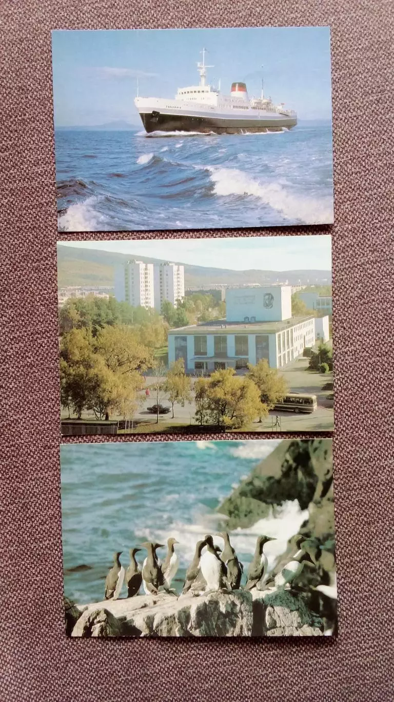 Города СССР : Южно-Сахалинск (Сахалин) 1987 г. полный набор - 10 открыток 3