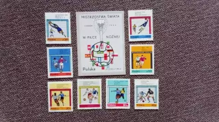 Польша Чемпионат Мира в Англии 1966 полная серия с блоком MNH ** Футбол Спорт