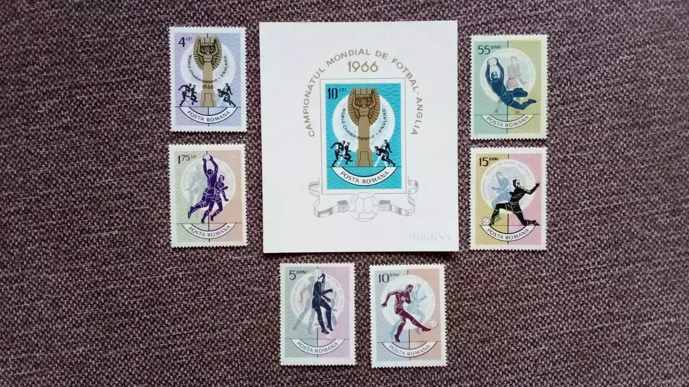 Румыния Чемпионат Мира в Англии 1966 полная серия с блоком MNH ** Футбол Спорт